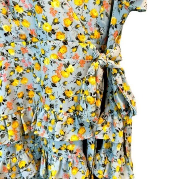 NWT Lulu’s | Feeling Butterflies Light Blue Floral Tiered Mini Dress Size Large - Picture 5 of 15